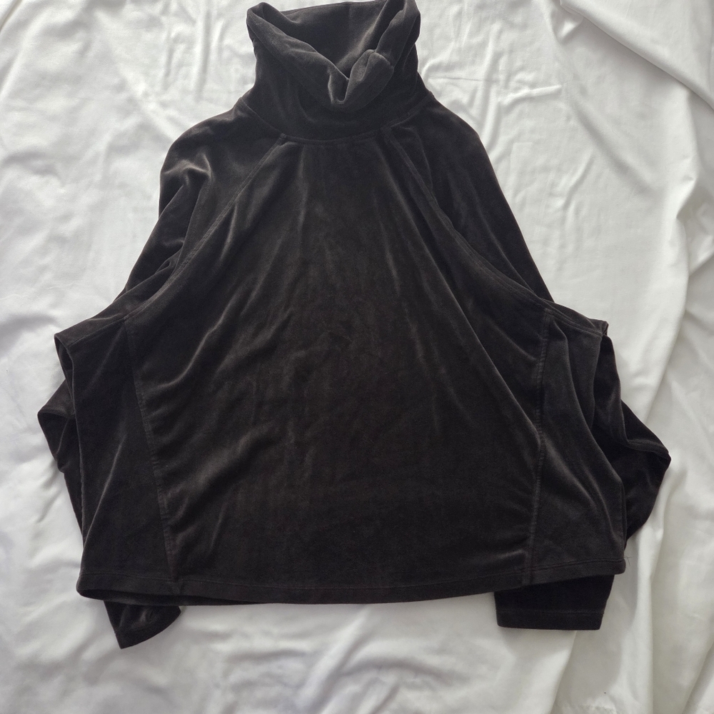 Cable & Gauge Velour Cowl Neck Tunic Top Large